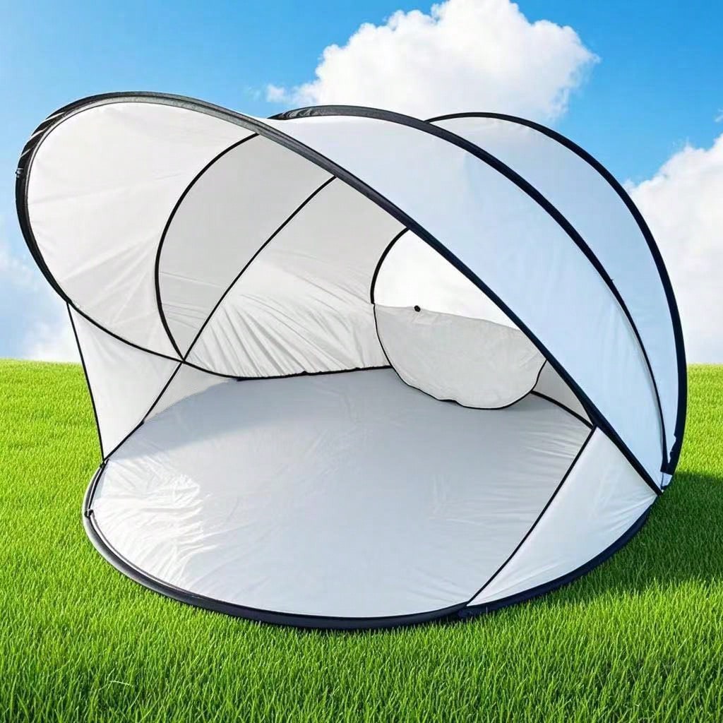Beach Tent, Seaside Sun Protection, Windproof, Water Play, Sunroof, Fully Automatic Quick Opening, 210T Vinyl Khaki Face Cloth, PE Bottom, Fiberglass Poles And Poles, Suitable For Outdoor Environments
