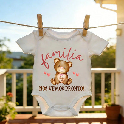 Bear Baby Hearts Family See You Soon Baby Bodysuit Casual Short SleeveRomper Crew Neck Outfit For Baby Boys & Girls Gentle On Skin Free Movement Soft Cotton Comfort Baby Clothes For Outdoor Daily Wea