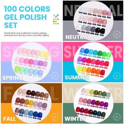 BEETLES 110 PCS 100 Colors 5ML Gel Polish Kit Nail Nook Gel Nail Polish Set- Base Glossy Matte Glitter Top Coat Glitter Pearl Cat Eye White Red Pink Nude Uv Led Nails Easter Gift For Women