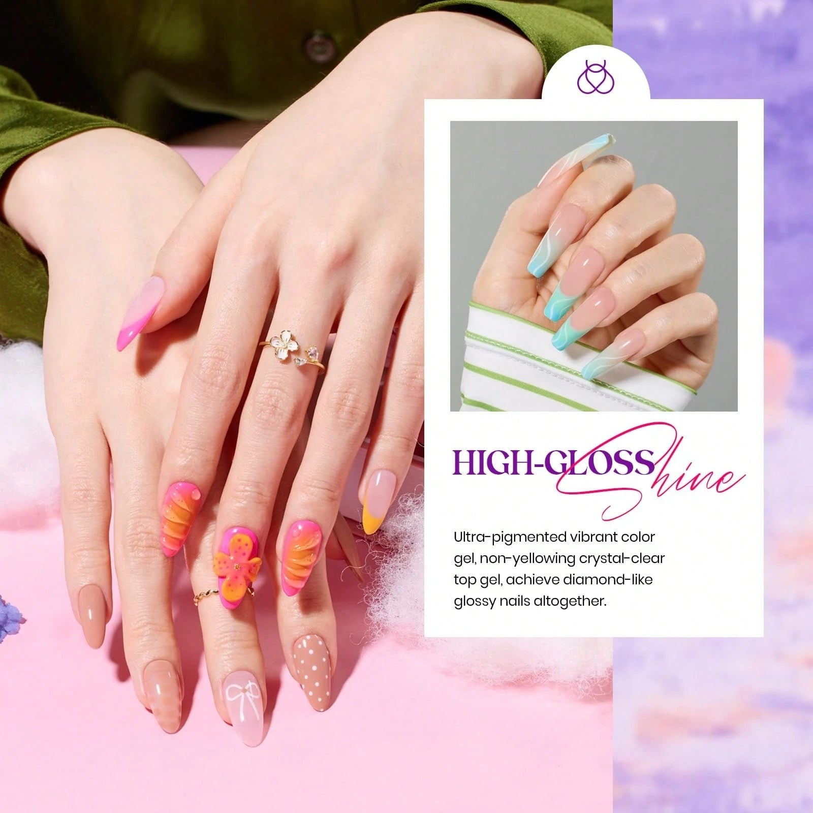 Beetles 32 Colors Spring Gel Polish Set- Purple Orange Red Brown Black White Blue Nude Green All Seasons Kit With Base Top Coat, UV LED Needed, Gifts For Women Fingertips Canvas