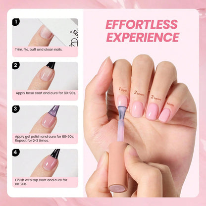 Beetles 6 Colors Ballet Dress Jelly Gel Nail Polish Set, Milky Pink Nude Pink Sheer Transparent Effect Gel, Soak Off UV LED French Nail Art, DIY Salon Home Manicure Gifts For Women