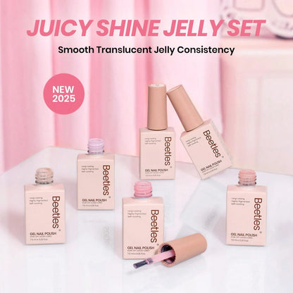 Beetles 6 Colors Ballet Dress Jelly Gel Nail Polish Set, Milky Pink Nude Pink Sheer Transparent Effect Gel, Soak Off UV LED French Nail Art, DIY Salon Home Manicure Gifts For Women