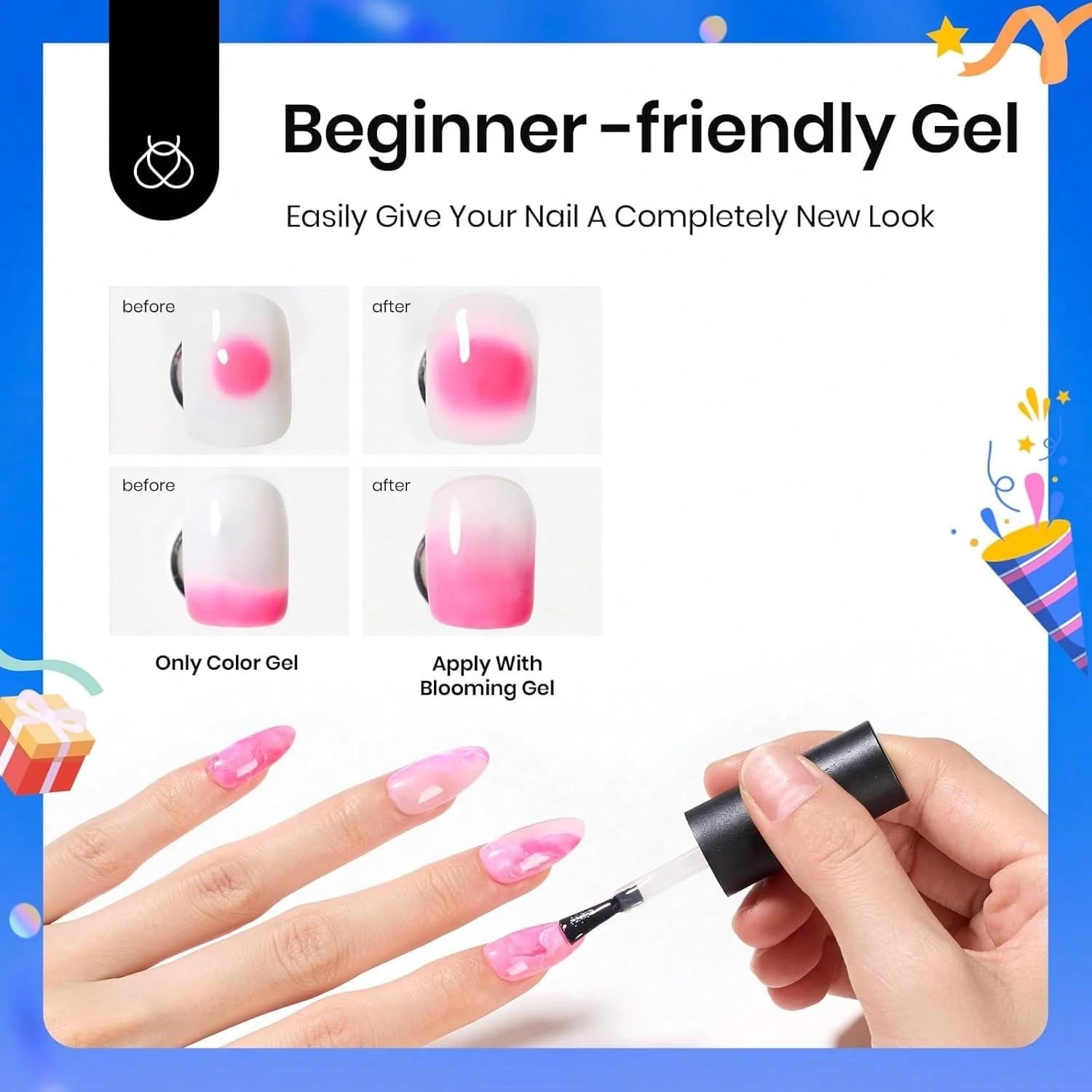 Beetles Blooming Gel 15ml Clear Uv Led Blossom Nails Gel Polish For Spreading Effect Marble Natural Stone Watercolor Floral Print Soak Off Diy Nail Art Design Manicure Gift For Women