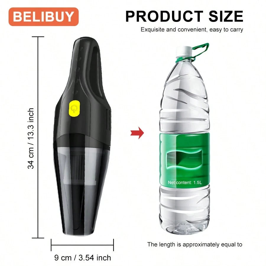 belibuy Portable Handheld Cordless Vacuum Cleaner, Pet Hair Vacuum Cleaner, USB Rechargeable, Suitable For Carpets, Sofas, Stairs, Car Maintenance, With Reusable Filter.
