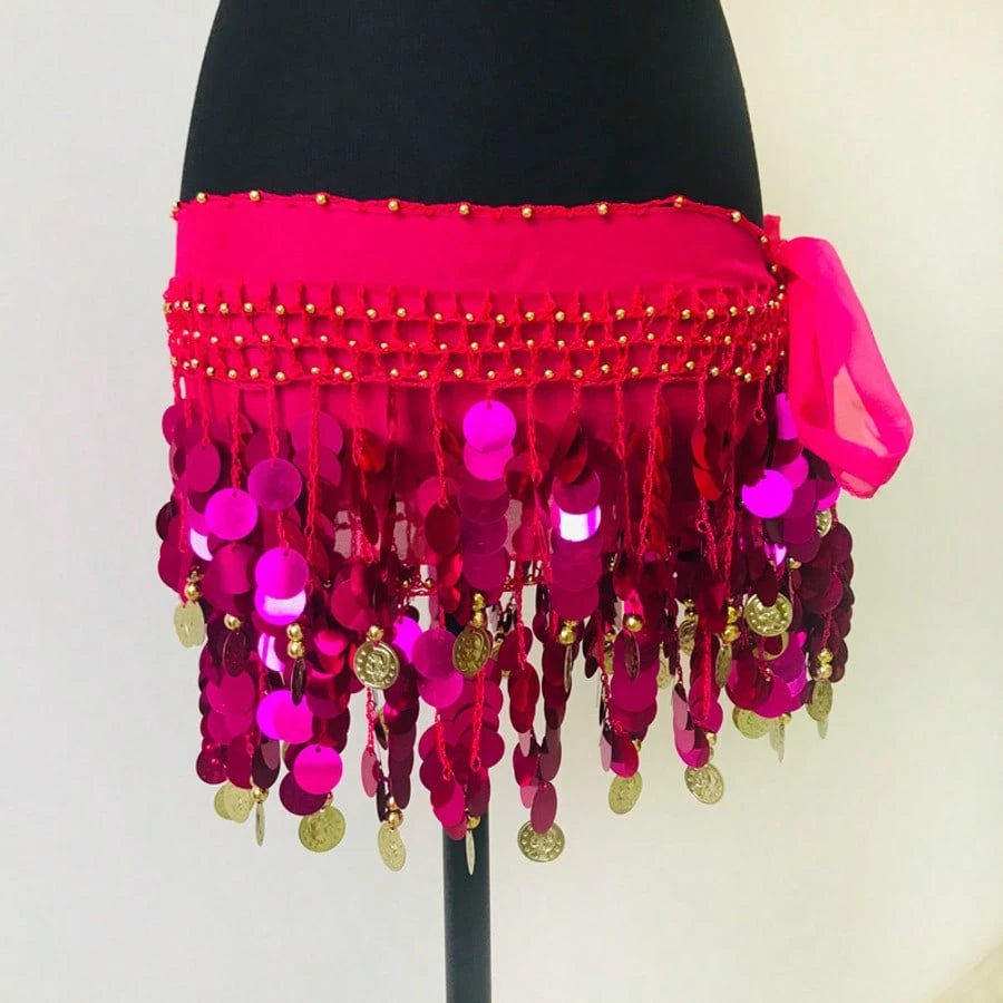Belly Dance Sequin Tassel Skirt, Fashionable Belly Dance Waist Skirt