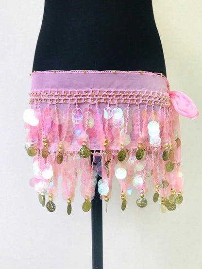 Belly Dance Sequin Tassel Skirt, Fashionable Belly Dance Waist Skirt