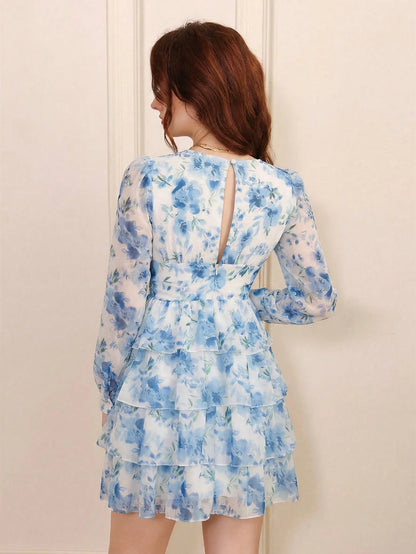 BELROSIE Women's Fashionable Random Printed Long Sleeve Dress Vacation Outfits Woman