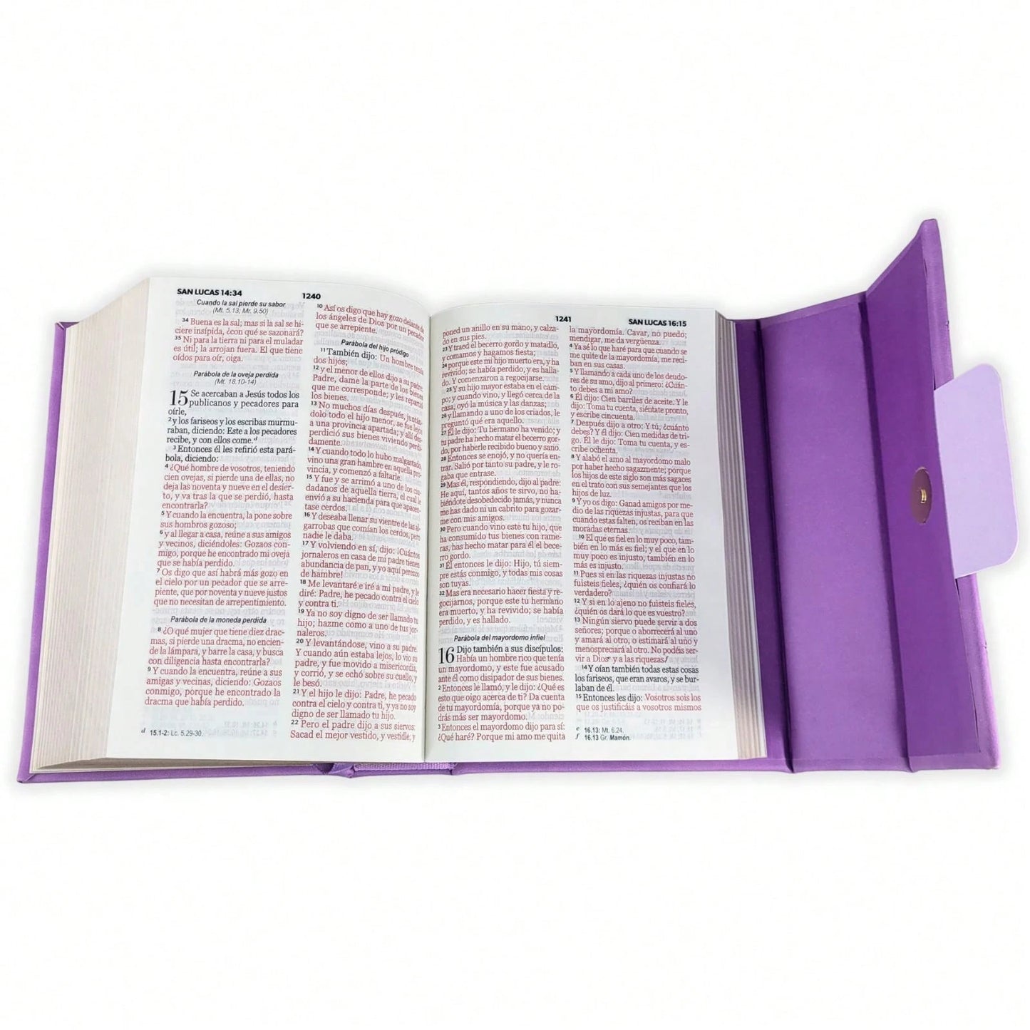 Biblia Cartera Con Broche Magnético Compacta RV1960, Imit Piel Morado Con Asa De Mano