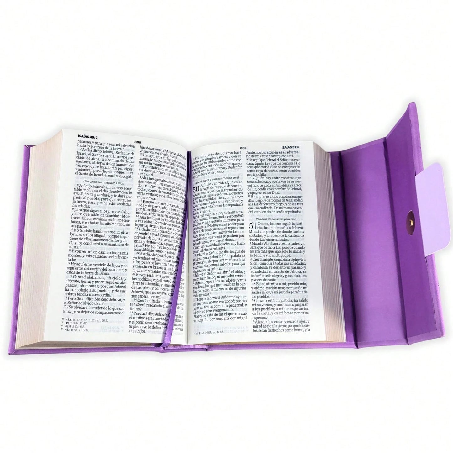 Biblia Cartera Con Broche Magnético Compacta RV1960, Imit Piel Morado Con Asa De Mano