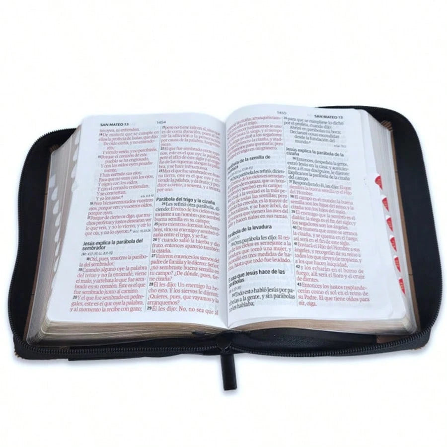 Biblia Con Cierre Portatil Letra Grande 12 Puntos RV1960, Imit Piel Negro Y Cafe Con Indice