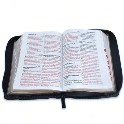 Biblia Con Cierre Portatil Letra Grande 12 Puntos RV1960, Imit Piel Negro Y Cafe Con Indice