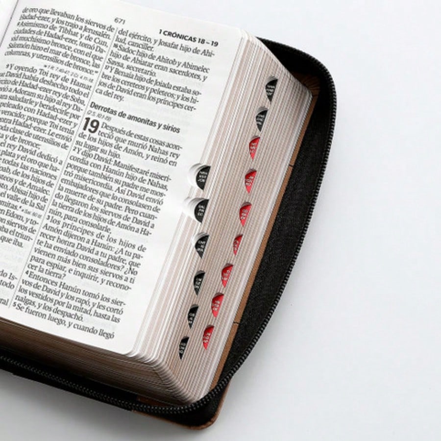 Biblia Con Cierre Portatil Letra Grande 12 Puntos RV1960, Imit Piel Negro Y Cafe Con Indice