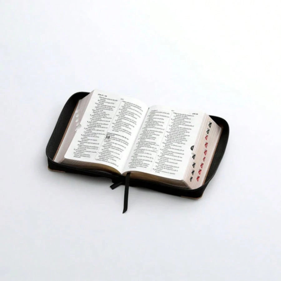 Biblia Con Cierre Portatil Letra Grande 12 Puntos RV1960, Imit Piel Negro Y Cafe Con Indice