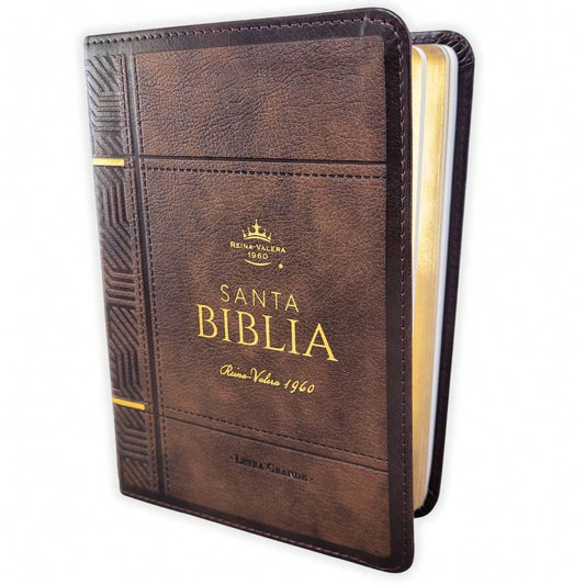 Biblia Portatil Letra Grande 12 Puntos RV1960, Imit Piel Cafe Oscuro Clasica