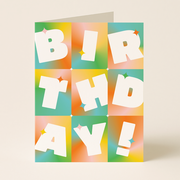 Birthday Card – Colorful Gradient Blocks Design
