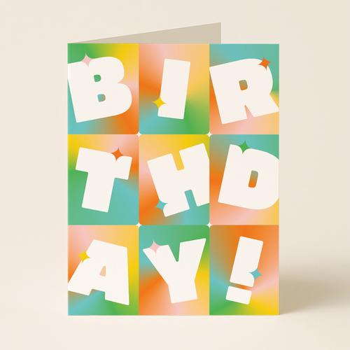 Birthday Card – Colorful Gradient Blocks Design