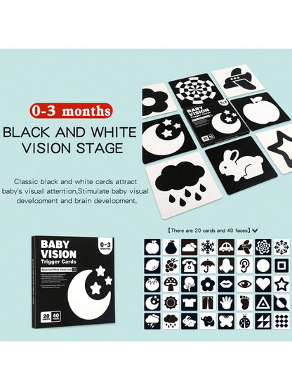 Black And White Cards Newborn Early Education Visual Stimulation Card 0-36 Months Baby Color Tracking Flash Card Puzzle Cognitive Card, For Christmas
