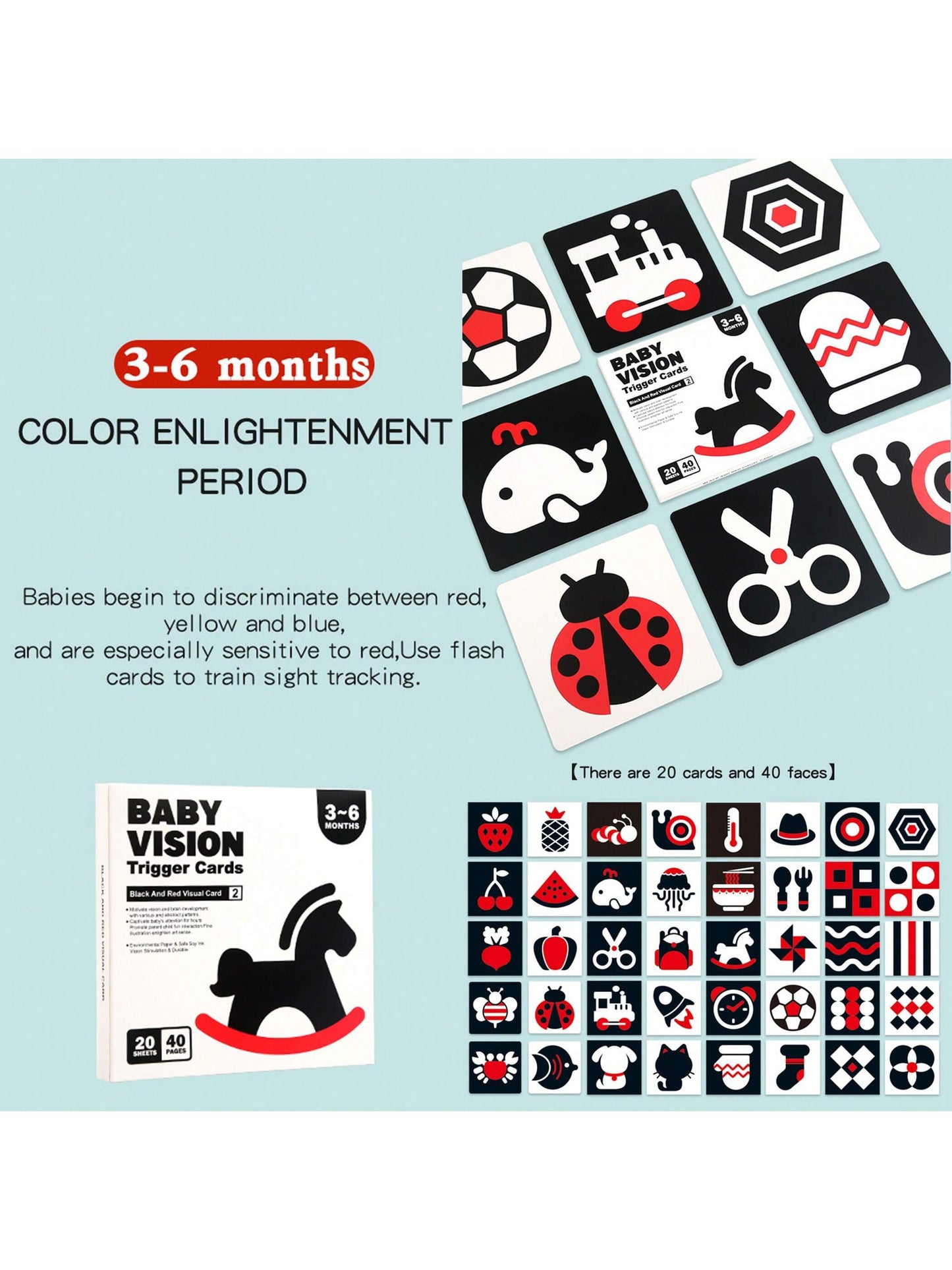 Black And White Cards Newborn Early Education Visual Stimulation Card 0-36 Months Baby Color Tracking Flash Card Puzzle Cognitive Card, For Christmas