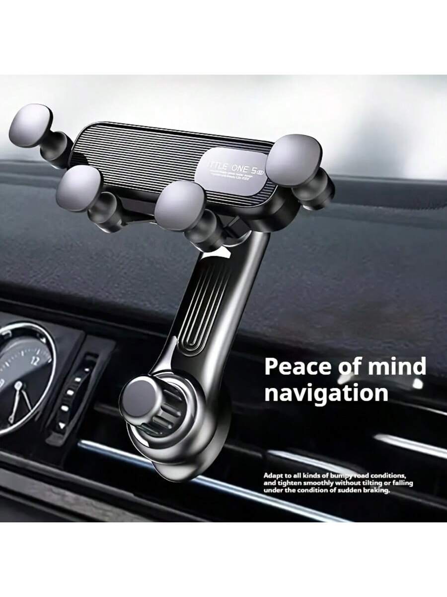Black Car Phone Holder, Gravity Auto Air Vent Mount 360 Degree Rotatable Suction Cup Phone Stand For Navigation, Cartoon Retractable Miniature Wholesale