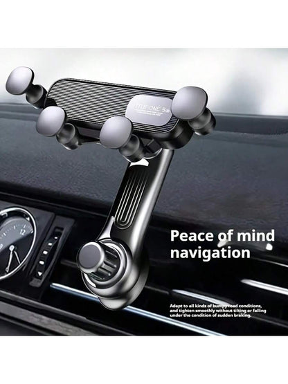 Black Car Phone Holder, Gravity Auto Air Vent Mount 360 Degree Rotatable Suction Cup Phone Stand For Navigation, Cartoon Retractable Miniature Wholesale