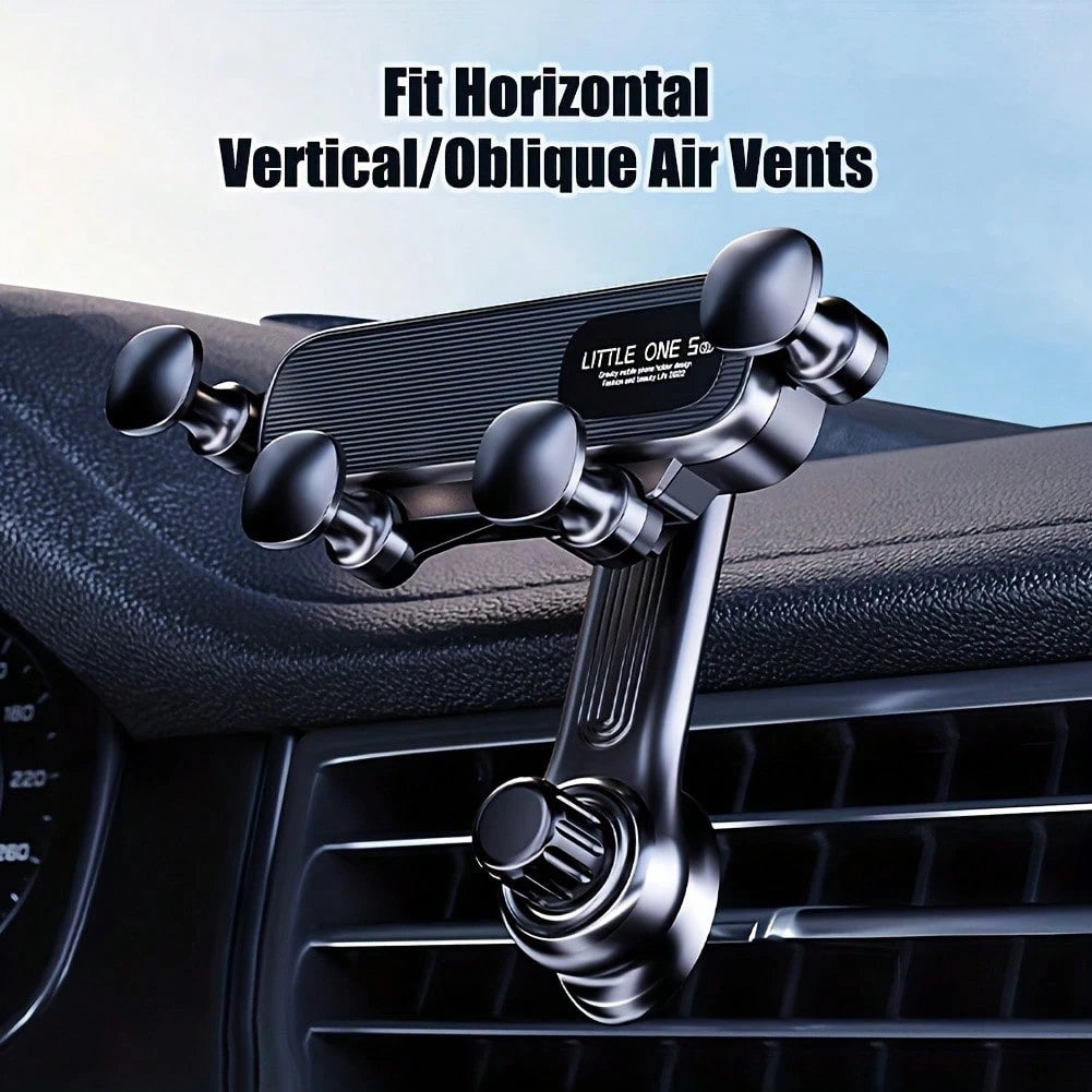 Black Car Phone Holder, Gravity Auto Air Vent Mount 360 Degree Rotatable Suction Cup Phone Stand For Navigation, Cartoon Retractable Miniature Wholesale