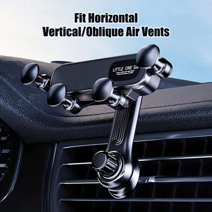 Black Car Phone Holder, Gravity Auto Air Vent Mount 360 Degree Rotatable Suction Cup Phone Stand For Navigation, Cartoon Retractable Miniature Wholesale