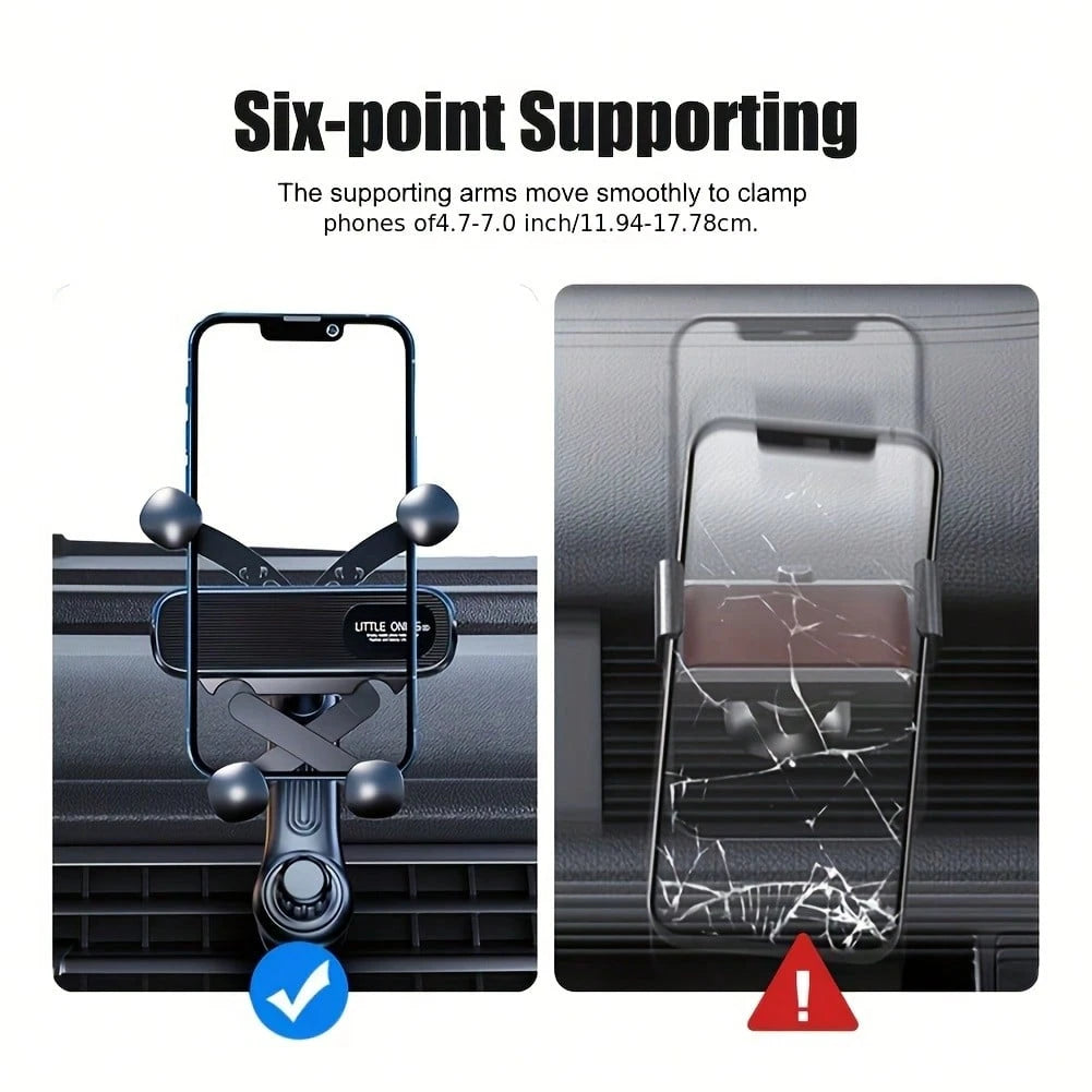 Black Car Phone Holder, Gravity Auto Air Vent Mount 360 Degree Rotatable Suction Cup Phone Stand For Navigation, Cartoon Retractable Miniature Wholesale