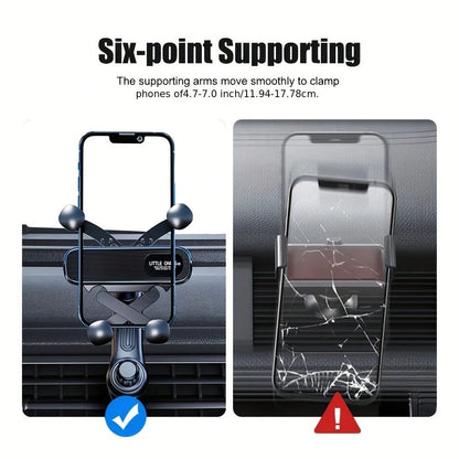 Black Car Phone Holder, Gravity Auto Air Vent Mount 360 Degree Rotatable Suction Cup Phone Stand For Navigation, Cartoon Retractable Miniature Wholesale