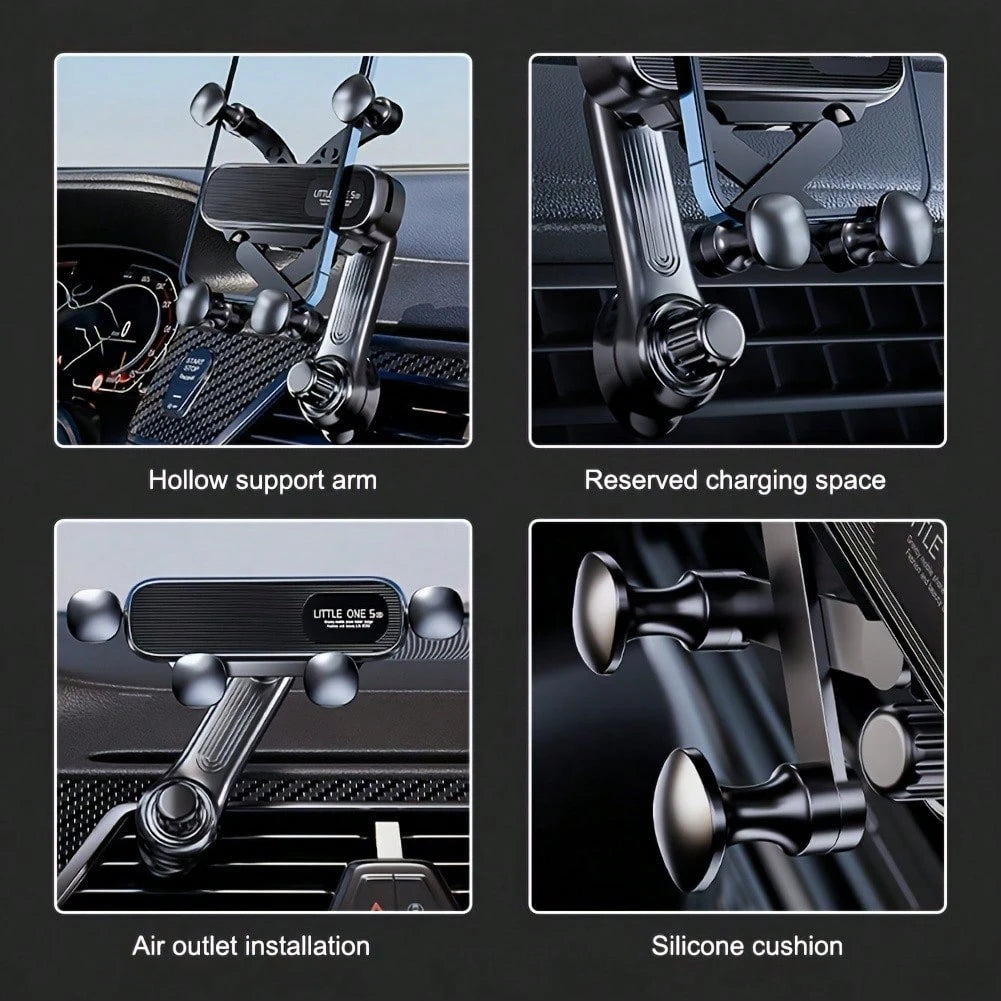 Black Car Phone Holder, Gravity Auto Air Vent Mount 360 Degree Rotatable Suction Cup Phone Stand For Navigation, Cartoon Retractable Miniature Wholesale