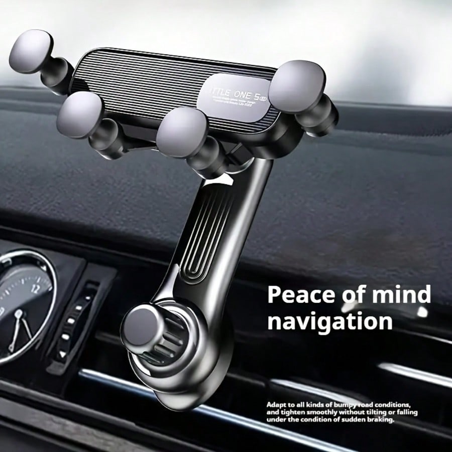 Black Car Phone Holder, Gravity Auto Air Vent Mount 360 Degree Rotatable Suction Cup Phone Stand For Navigation, Cartoon Retractable Miniature Wholesale