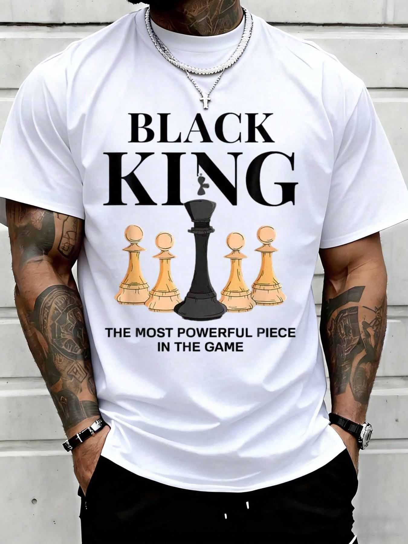 Black King Chess T-Shirt The Most Powerful Piece In The Game Statement Graphic Tee For Men Suitable For Casual And Sports Wear
