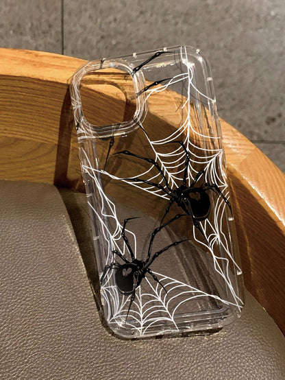 Black White Spider Shockproof Apple Black Spider Web Print Clear Case Compatible With Iphone11/12/13/14/15/15pro/15 Plus/15 Promax/7plus/8plus/X/Xs Max/Xr/11pro/12pro/13pro/14pro/12mini/13mini/11proma