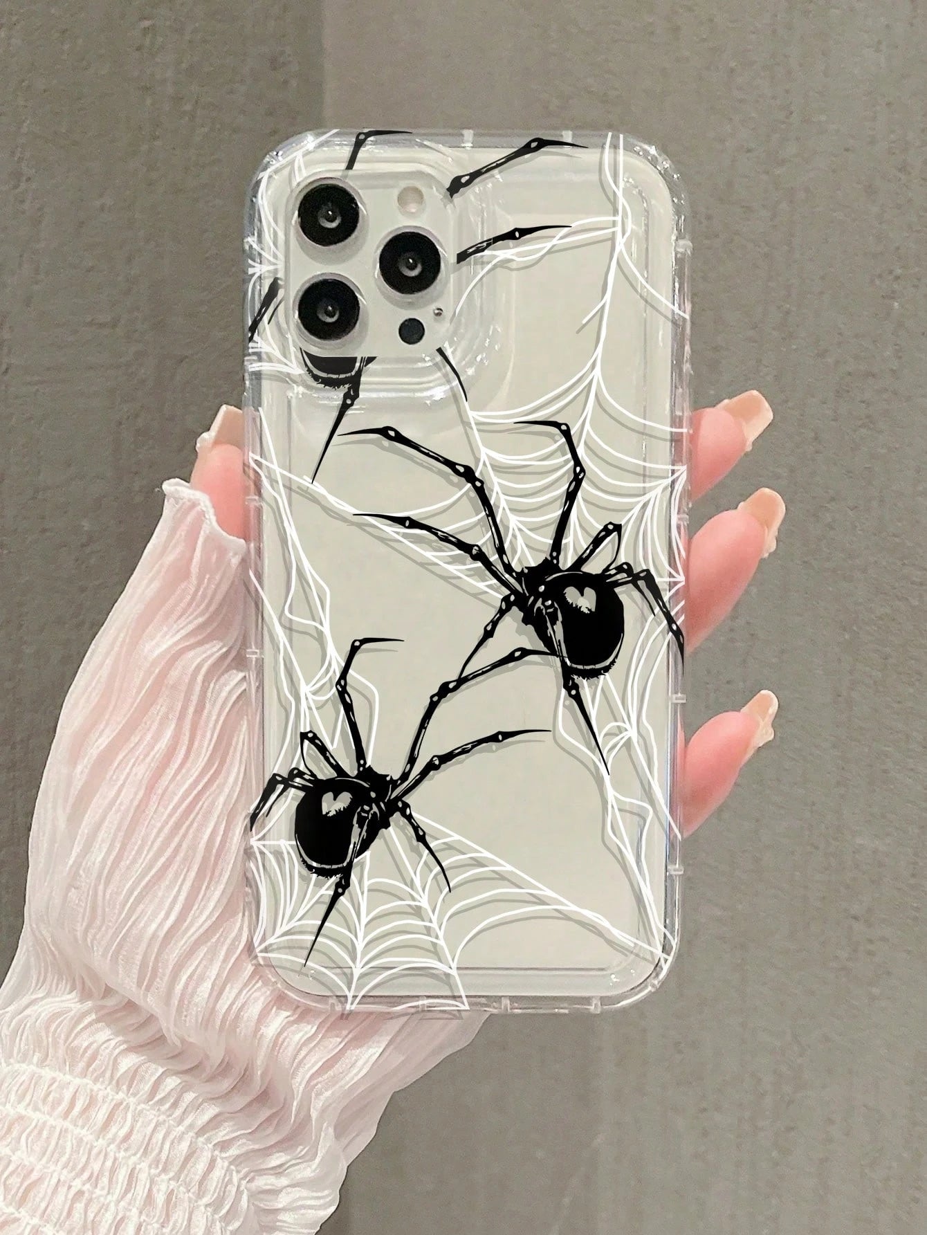 Black White Spider Shockproof Apple Black Spider Web Print Clear Case Compatible With Iphone11/12/13/14/15/15pro/15 Plus/15 Promax/7plus/8plus/X/Xs Max/Xr/11pro/12pro/13pro/14pro/12mini/13mini/11proma
