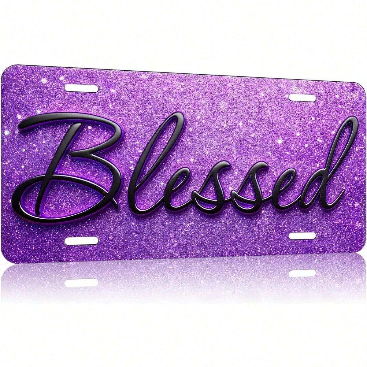 Blessed Purple Front License Plate Aluminum Decorative License Plates Funny Metal Car Plate 6"X12" Novelty Vanity Tag Cover With 4 Holes Car Decor Accessory (LVCP25109012)