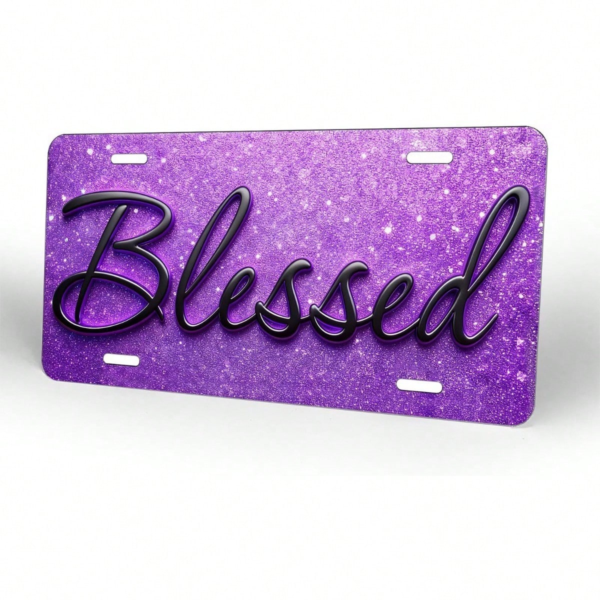 Blessed Purple Front License Plate Aluminum Decorative License Plates Funny Metal Car Plate 6"X12" Novelty Vanity Tag Cover With 4 Holes Car Decor Accessory (LVCP25109012)