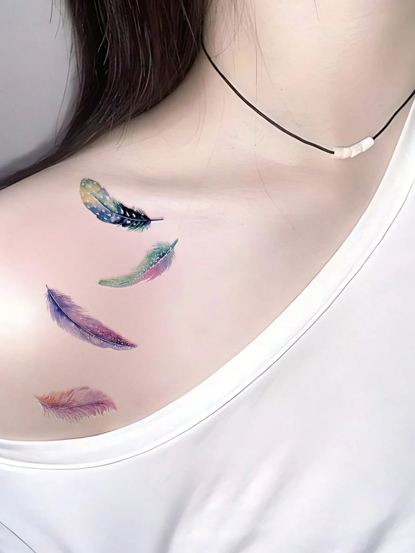 Body Art Temporary Tattoo Stickers For Women And Men, Colorful Fantasy Feathers Pattern, Waterproof Fake Tattoo, Lasts 2-5 Days, Covering Scars, Can Be Used On Arms Wrist Shoulders Legs Waist Neck Han