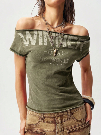 Bohemela Women's Casual Solid Color Knit Boat Neck Short Sleeve T-Shirt,Summer Top