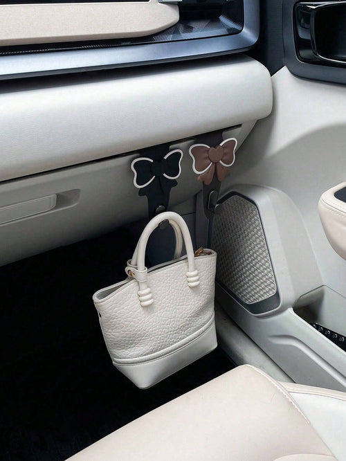 Bowknot Car Hook Creative Car Interior Front Passenger Seat Decoration Multi-Function Storage Hook (Suitable For Glove Box)