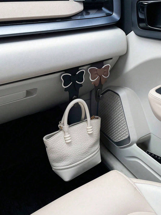 Bowknot Car Hook Creative Car Interior Front Passenger Seat Decoration Multi-Function Storage Hook (Suitable For Glove Box)
