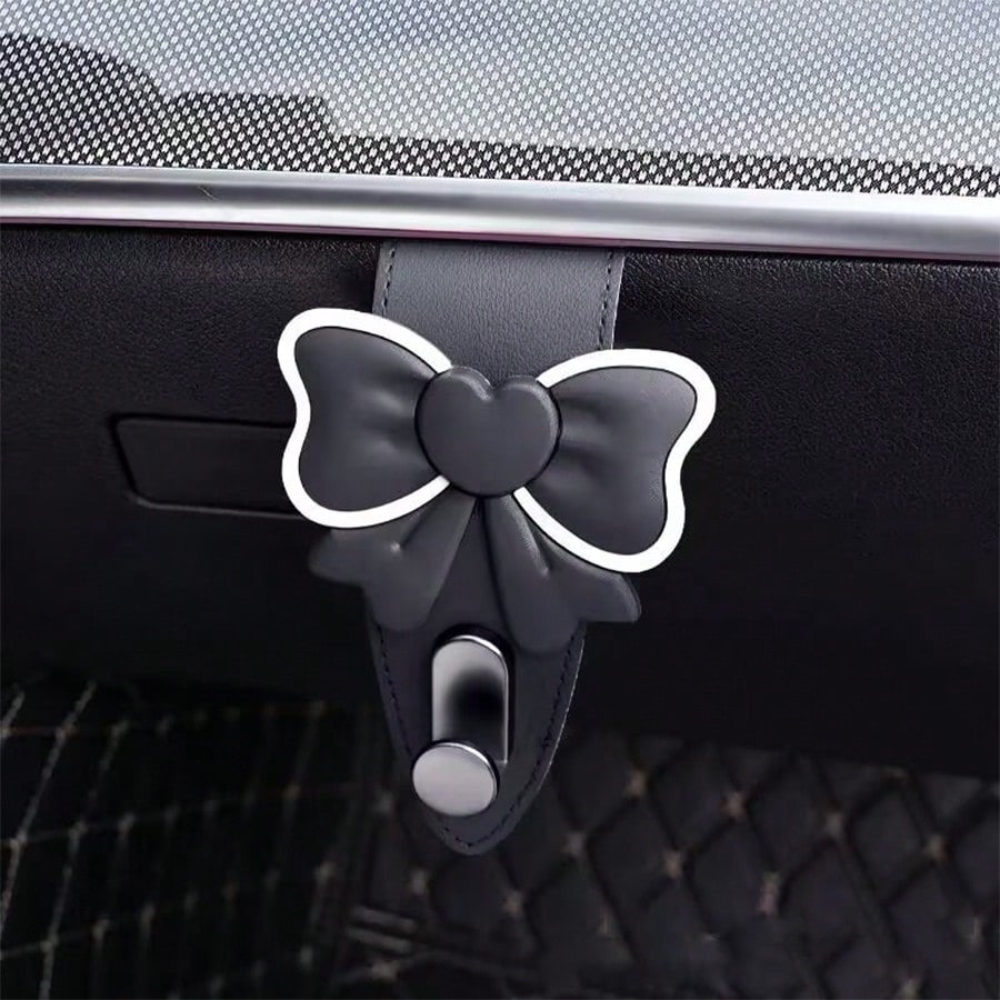 Bowknot Car Hook Creative Car Interior Front Passenger Seat Decoration Multi-Function Storage Hook (Suitable For Glove Box)