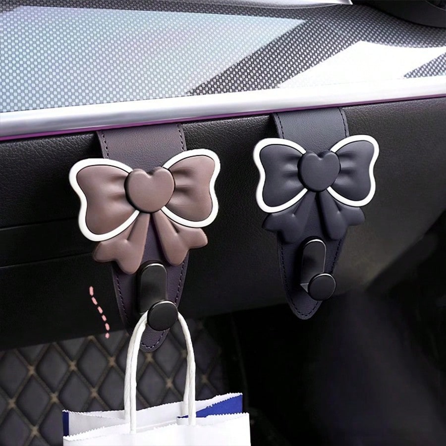 Bowknot Car Hook Creative Car Interior Front Passenger Seat Decoration Multi-Function Storage Hook (Suitable For Glove Box)