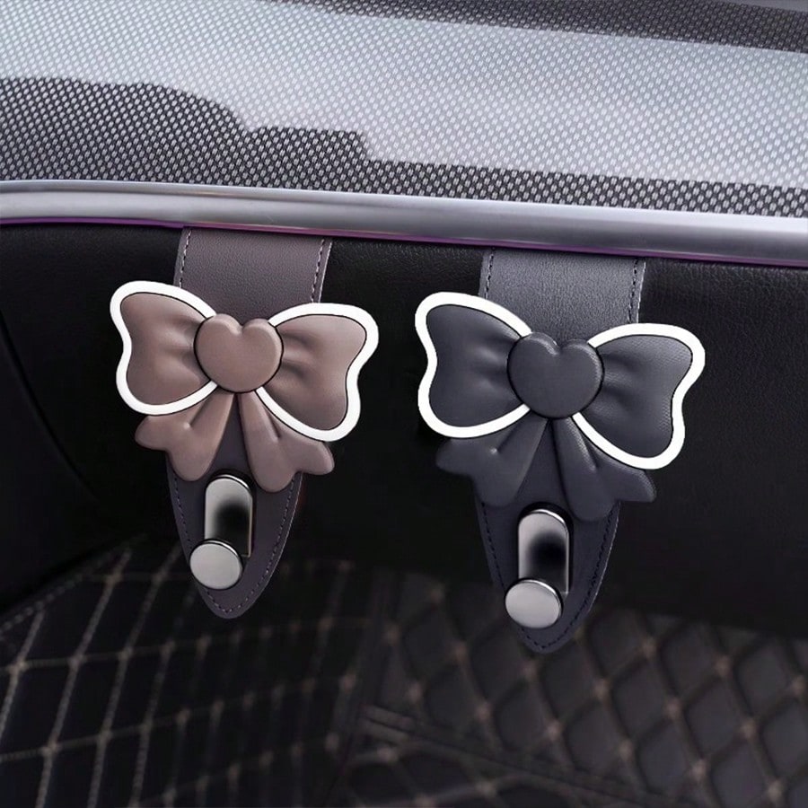 Bowknot Car Hook Creative Car Interior Front Passenger Seat Decoration Multi-Function Storage Hook (Suitable For Glove Box)