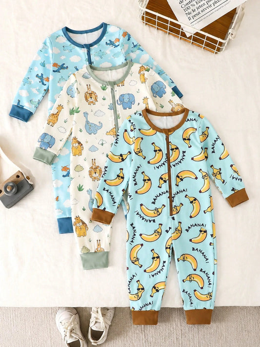 Boys' Faux Cashmere Comfortable Round Neck Long Sleeve Cartoon Fruit Print One-Piece Fitted Loungewear,Halloween Fall School Christmas,Snug Fit