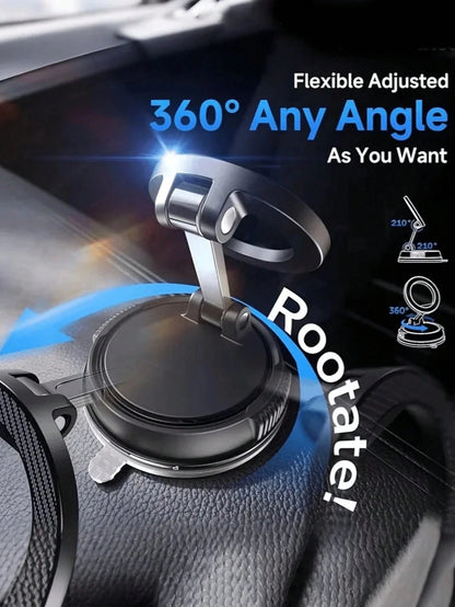 Brand New Magnetic Auto Phone Holder- Foldable Design, 360° Adjustable Vacuum Suction Cup Mount, Multi-Angle Adjustment Function, Metal Support Arm Design, Suitable For Universal Rough Surface Enviro