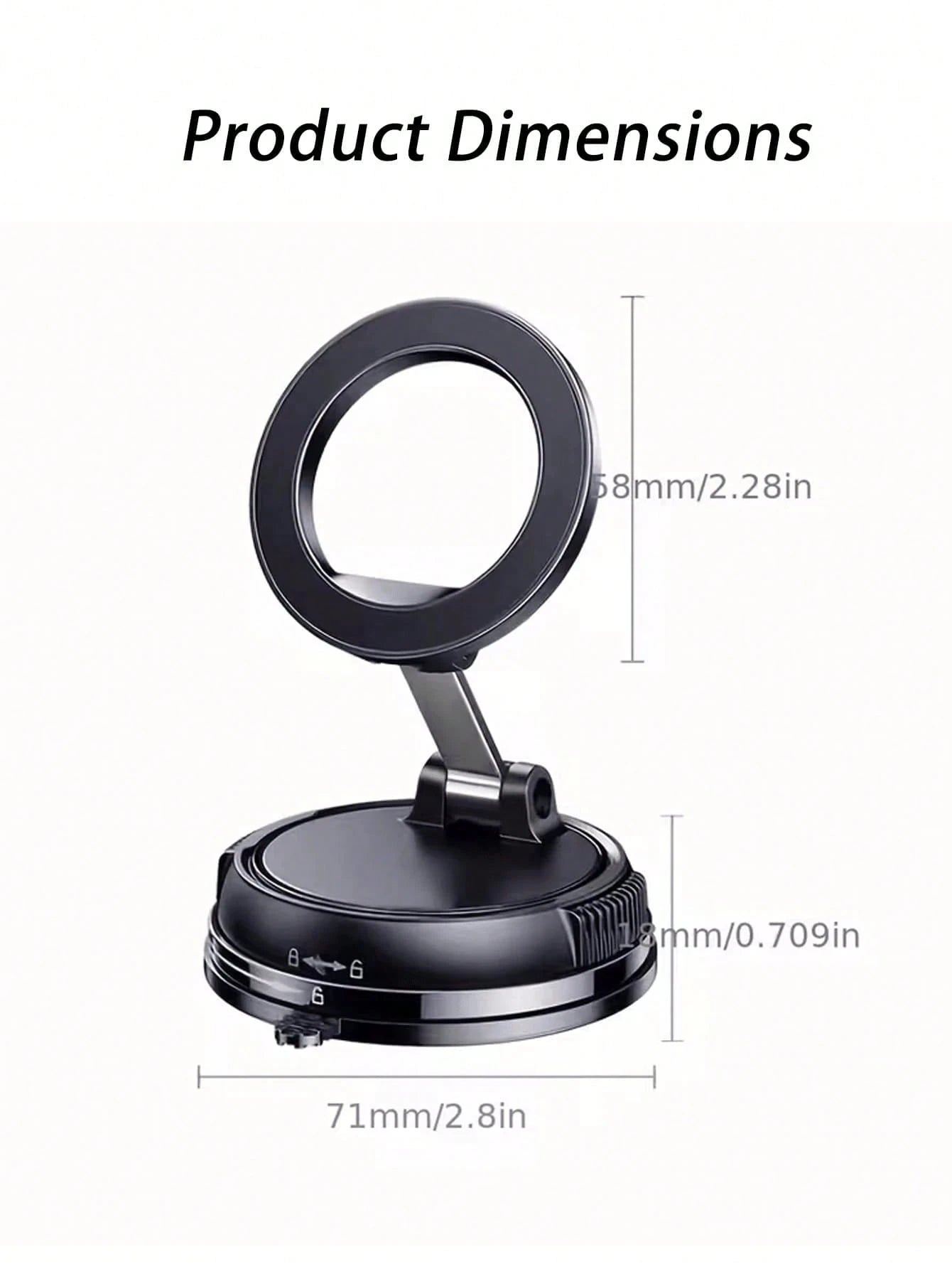 Brand New Magnetic Auto Phone Holder- Foldable Design, 360° Adjustable Vacuum Suction Cup Mount, Multi-Angle Adjustment Function, Metal Support Arm Design, Suitable For Universal Rough Surface Enviro