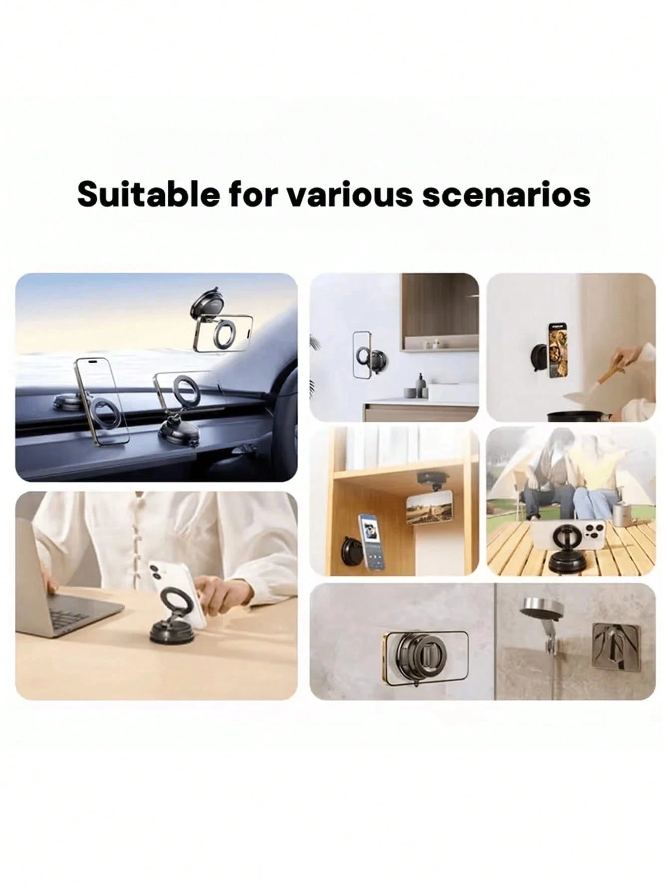 Brand New Magnetic Auto Phone Holder- Foldable Design, 360° Adjustable Vacuum Suction Cup Mount, Multi-Angle Adjustment Function, Metal Support Arm Design, Suitable For Universal Rough Surface Enviro
