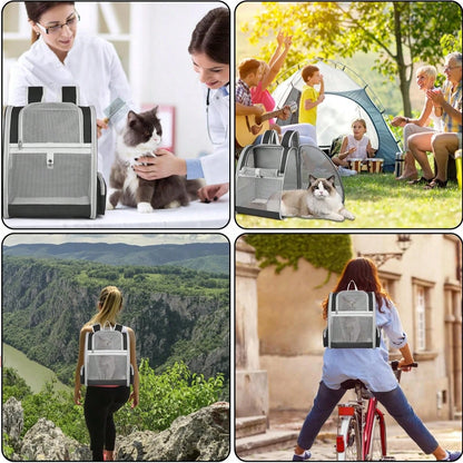 Breathable Anti-Escape Pet Backpack, Large Portable Cat Carrier With Roller Shutter & Visible Window, Spacious Stylish Travel Pet Bag