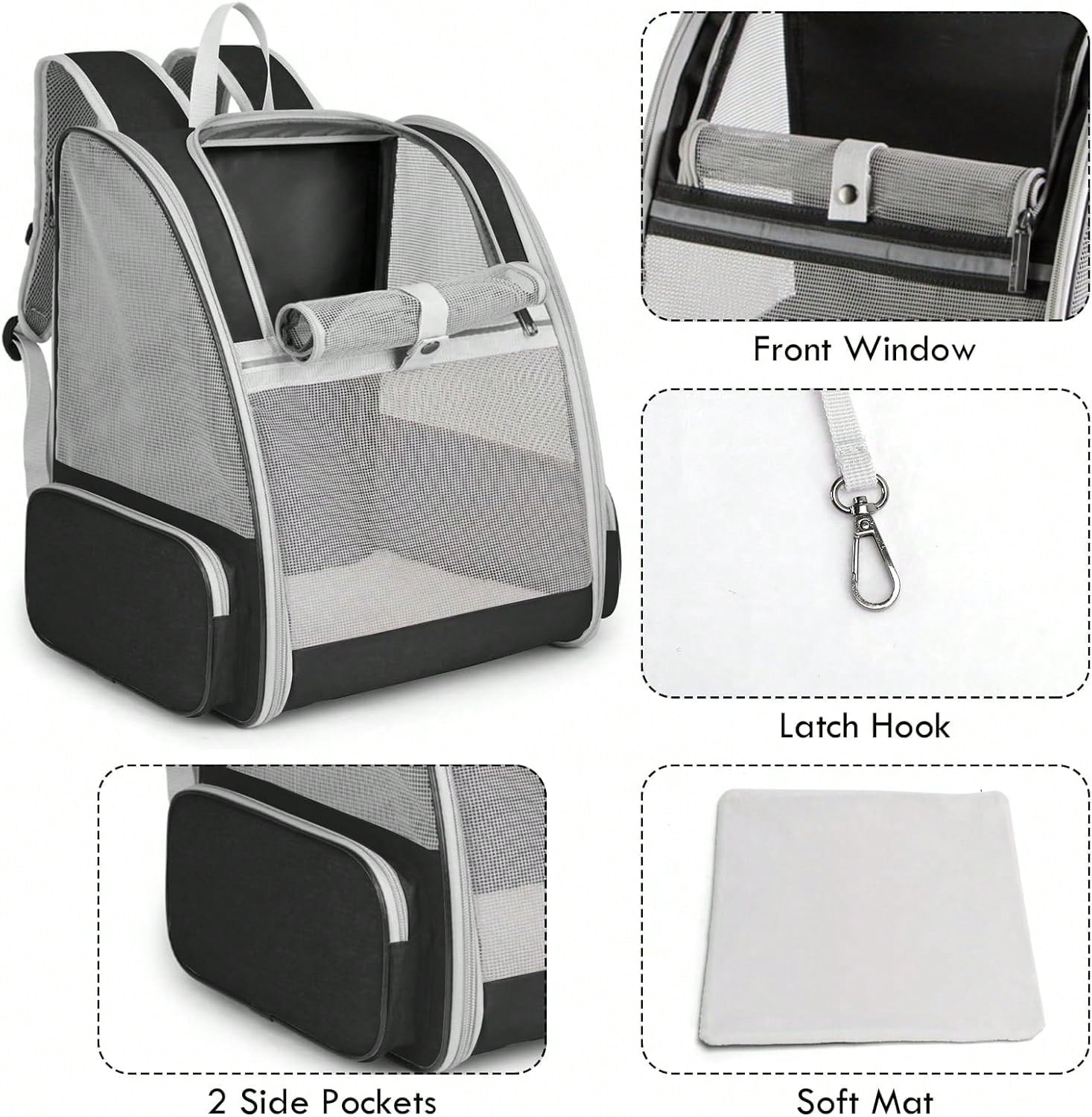 Breathable Anti-Escape Pet Backpack, Large Portable Cat Carrier With Roller Shutter & Visible Window, Spacious Stylish Travel Pet Bag
