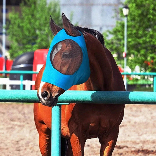Breathable Horse Face Mask Summer Eye Protection Anti-Mosquito Ear Comfortable Fit With UV Protection Mesh Horse Fly Mask Equestrian Supplies