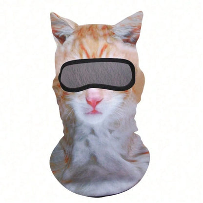 Breathable Polyester Balaclava With 3D Cat & Dog Face| Unisex Sun-Proof Mask For Winter Sports, Halloween Parties & Motorcycle Riding